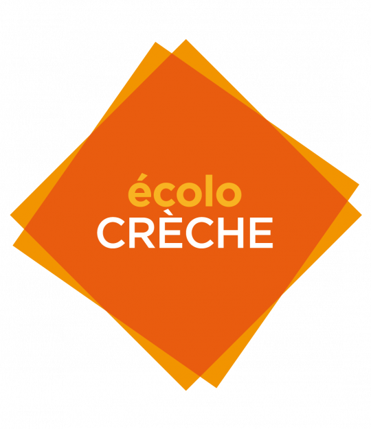 Logo Ecolo-crèche Logo Ecolo-crèche : deux losanges oranges superposés avec le nom "écolocrèche" inscrit au centre