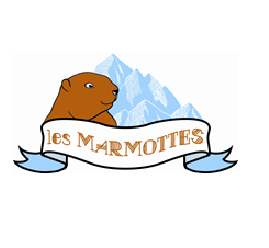 Logo de la Crèche Les Marmottes à Seyssel : une marmotte est représentée devant une montagne