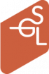 Logo orange de la ville de Saint-Genis-Laval, les lettres S, G et L s'entremêlent